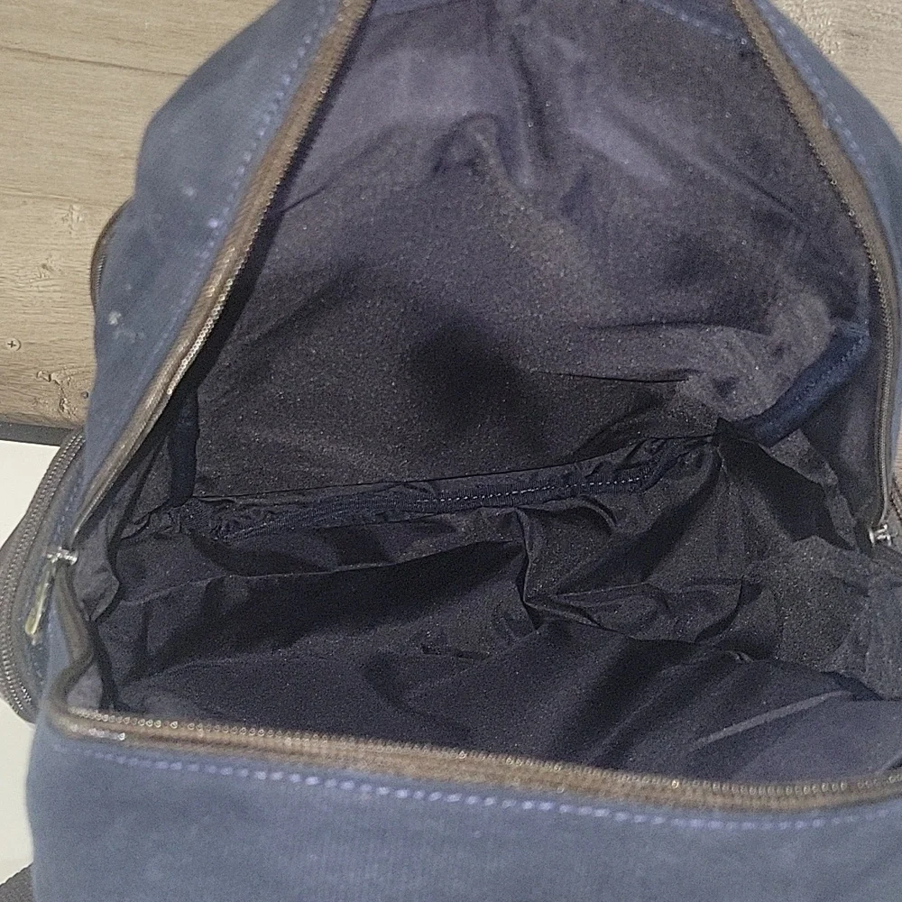 Men's Links & Kings Navy and Brown Canvas Leather Backpack New